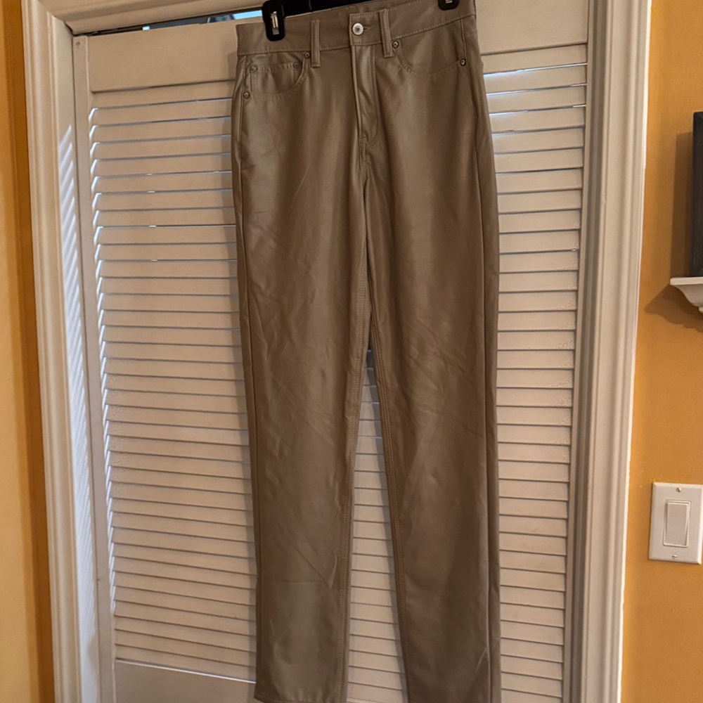 American Eagle Outfitters Women's Tan Straight Leg Pants faux leather
